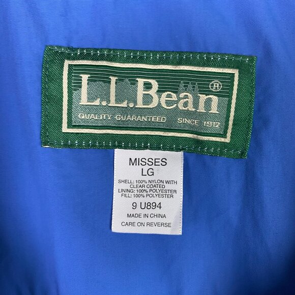 LL Bean Fleece Lined Jacket Misses Large Blue Nylon Full Zip Up 9U894 9 U894 - Picture 4 of 15